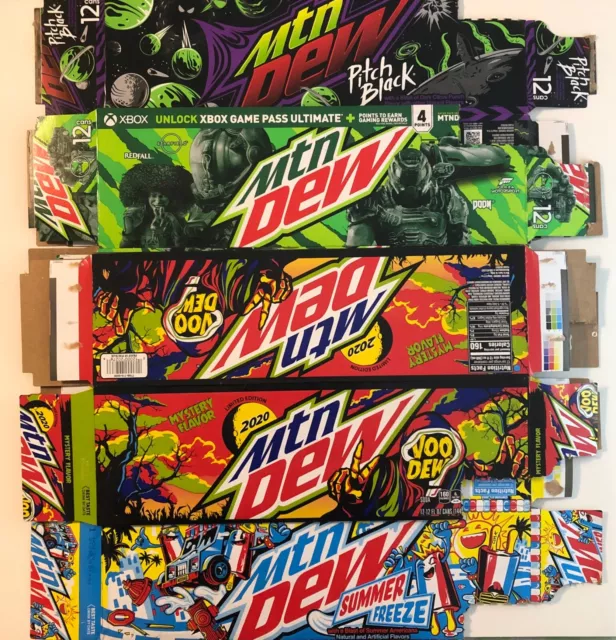 EMPTY | Lot of 4 Mountain Dew Pitch Black Summer Freeze VooDew Boxes 12pk