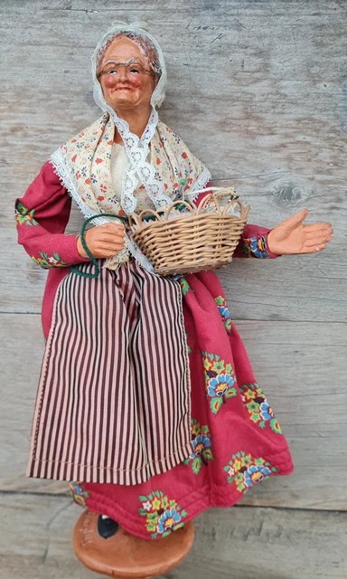 Santon De Provence Ancien – Vieille Femme – Terre Cuite – Fait Main – Hauteur 24 Cm