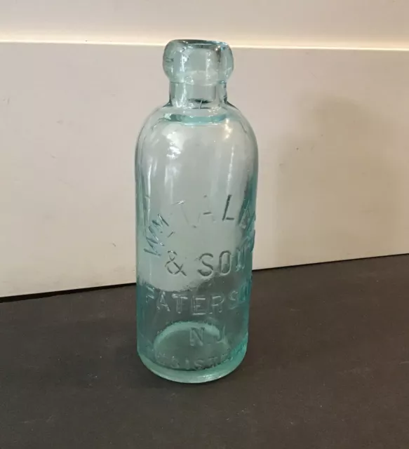 Wm T. Allen Paterson NJ Blob Top Beer Soda Bottle Aqua Live & Let Live