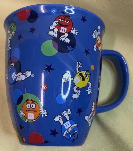 Vintage 90's MARS M&Ms Ceramic Blue Coffee Cup Mug Gestures Funny Collectible