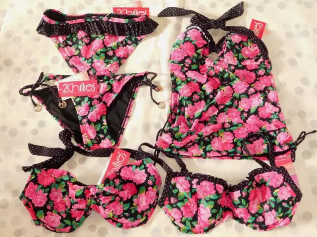 JOB LOT 24 x PREMIUM SWIMWEAR ITEMS TOPS & BOTTOMS 2CHILLIES ALL BNWT