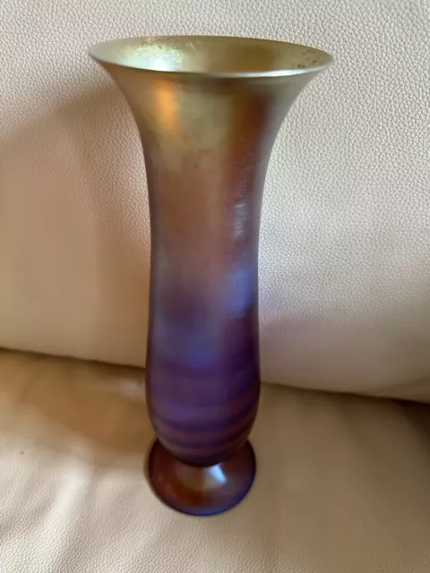 Vase Glas, WMF Myra Karl Wiedmann?Keulenvase irisierend Gold; Art Deco um 1930 ?