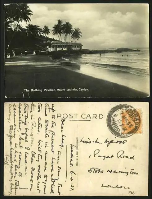 Ceylon 1933 RP Postcard Mount Lavinia BATHING PAVILION