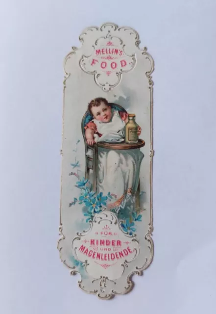 antikes Lesezeichen Mellins Food ca. 1900 "Für Kinder und Magenleidende"