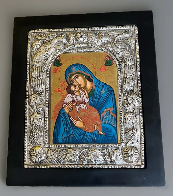 VALENTI & CO Petite Plaque Icône Argent Vierge Marie Et L'enfant Jésus