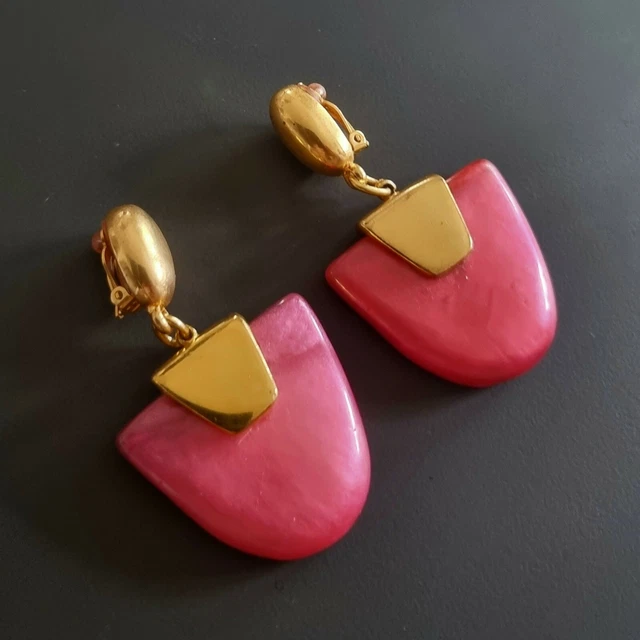 Boucles D'oreilles Vintage Dorées à Clips - Style Rétro Michel Buffet