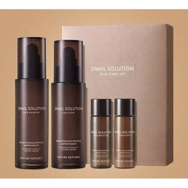 Nature Republic Snail Solution Skin Care (4 Items) Toner Emulsion K-beauty