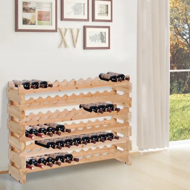 Wooden Wine Rack Bottle Storage Holder 6 Tier Shelf 72 Bottles Shelving Display