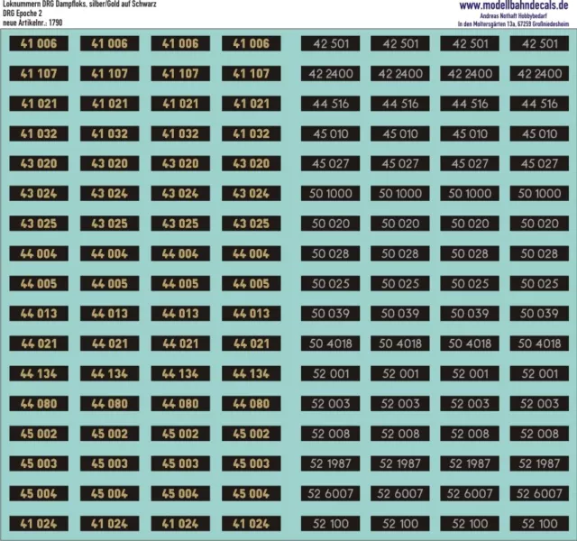 TT Loknummern DRG Dampfloks BR41-52, Epoche 2, Kreye Decals 120-1790
