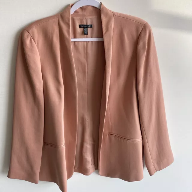 Eileen Fisher Pink Lined Simple Jacket Blazer Women’s L Corded Tencel Lyocell