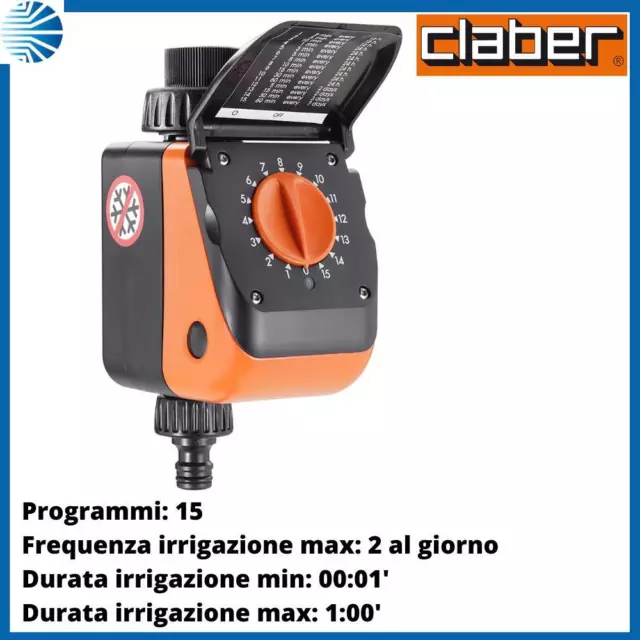 Centralina programmatore per irrigazione giaridno orto prato claber aquauno 8419