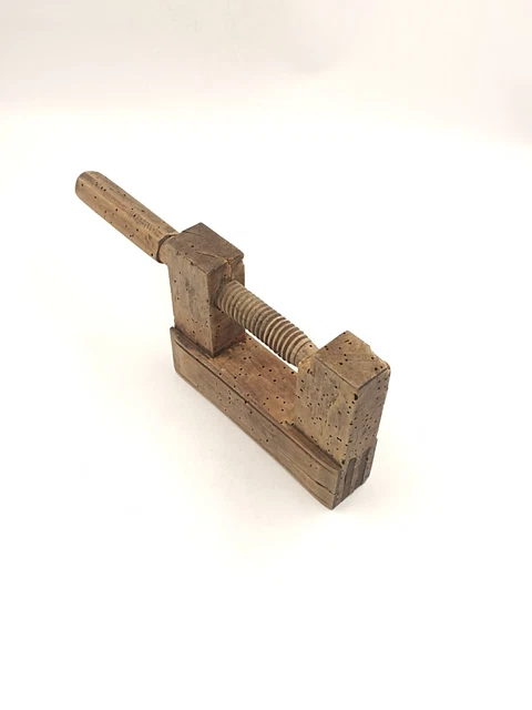 Étau Ancien En Bois Et Métal Pour établir - Outil D'atelier - Occasion Fonctionnel