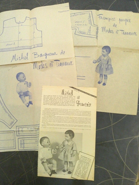 Patron De Couture Poupée Modes Et Travaux Octobre 1958 - Non Découpé, Complet Avec Page, Occasion