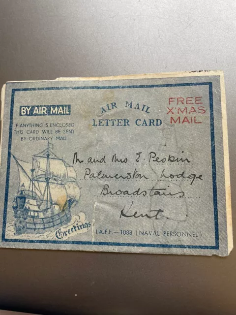WW2 Special Preprinted Air Mail Letter Card Free Xmas Mail Printed On Front