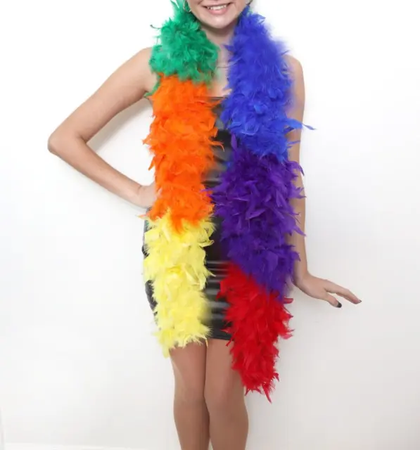 100g Gram Rainbow Color Chandelle Feather Boa Party Halloween Costume Red Green