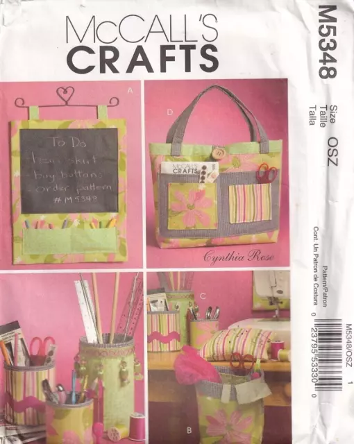 McCalls M 5348 Bags Sewing Pattern Totes Pincushions Crafts Room Accessories