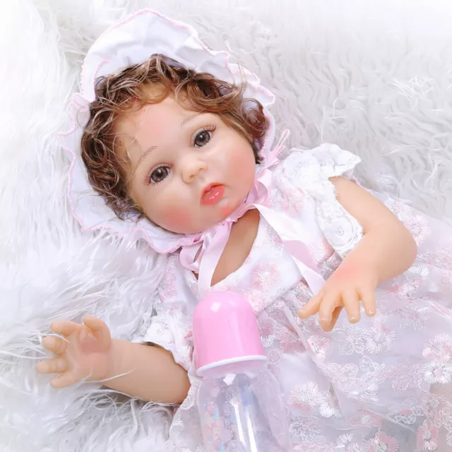 47CM Full Body Silicone Vinyl Reborn Toddler Newborn Doll Lovely Baby Girls Toys