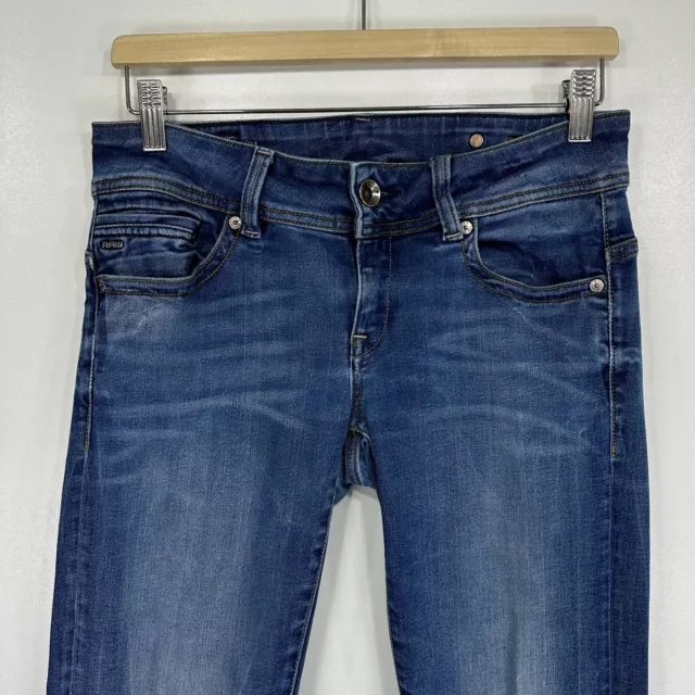 Jeans da donna G-STAR W29 L32 blu vestibilità regolare denim cerniera sella midge metà dritta