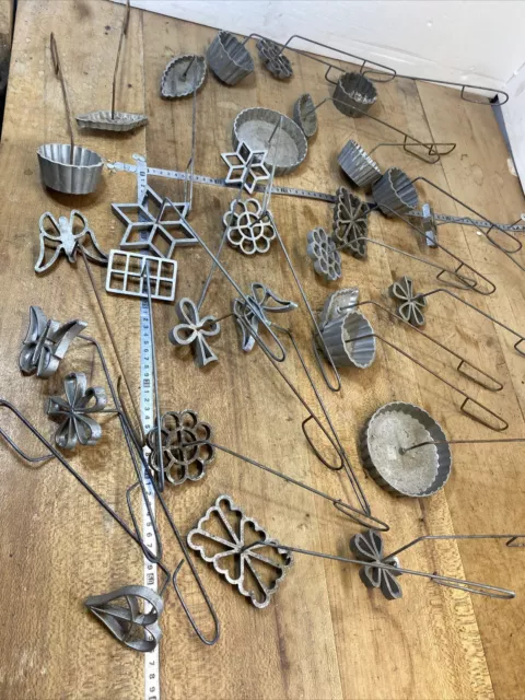 N.1 ancien lot de 30 fers a beignets en alu outils de cuisine deco vintage