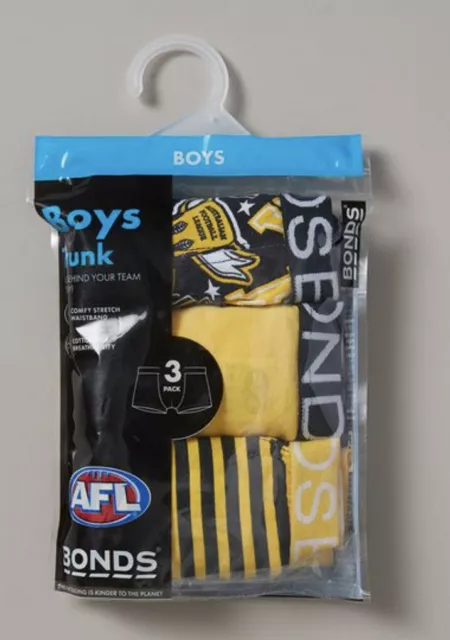 Boys Size 3-4  BONDS  AFL RICHMOND TIGERS pack of 3 COTTON trunks NEW  6477 2