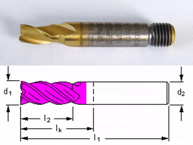 Prototyp HSSE-TiN Schaftfräser Ø 8 mm x 11 mm Fräser M10