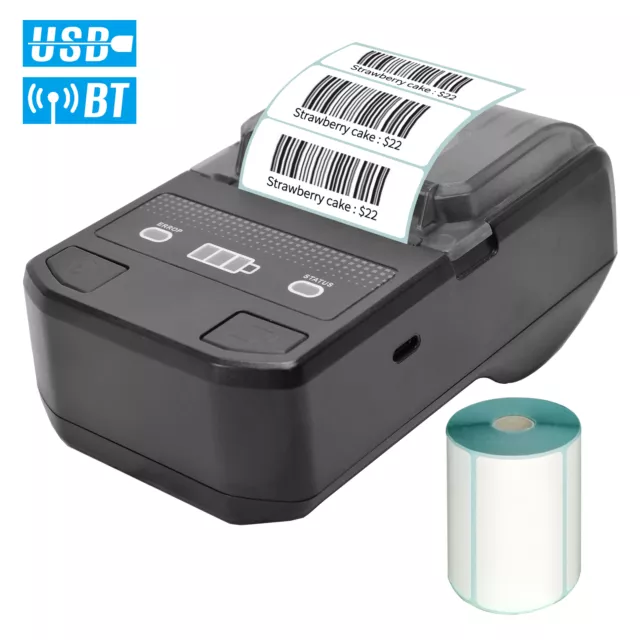 Portable 58mm Thermal Label Maker    Label Printer Barcode W6A8