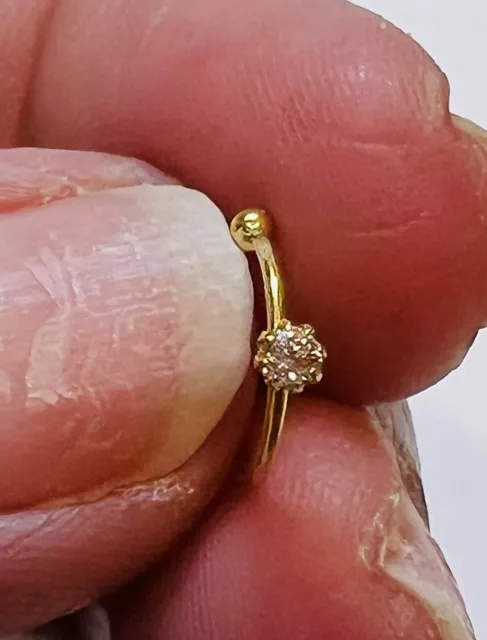 Bead BOHO 22kt gold nose ring pin HOOP India 18 gauge CRYSTAL-USA SELLER #AB