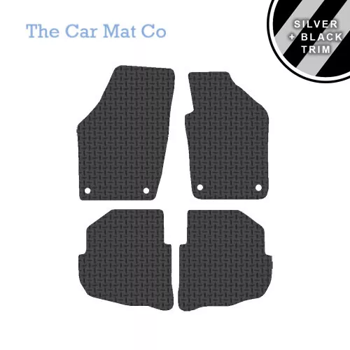 Car Mats for VW Polo Twist Fixings 2002 to 2009 Fitted Rubber Silver Stripe Trim