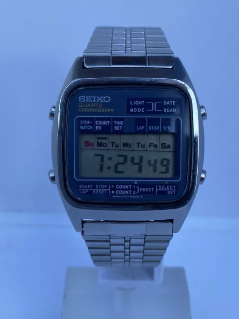SEIKO A127-5000 VINTAGE Digital Quartz Chronograph Wrist Watch Japan ...