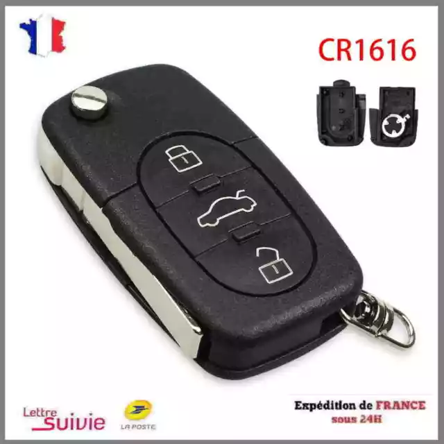 Coque Clé Boitier Télécommande Audi  A2 A3 A4 A6 A8 Tt Q3 Q5 Q7 A1 +Pile 1616