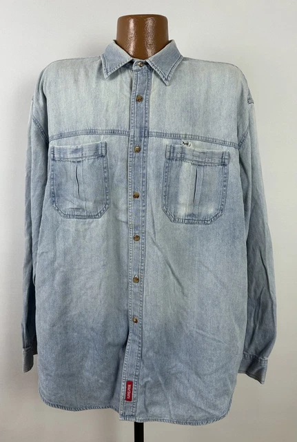 VINTAGE 90S MARLBORO Country Store Denim Shirt Men XL Grunge Hipster