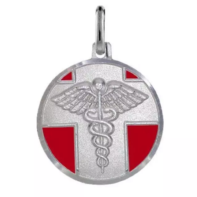 Argento Sterling Smalto Rosso Medical Alert Ciondolo / Ciondolo,Fatto IN