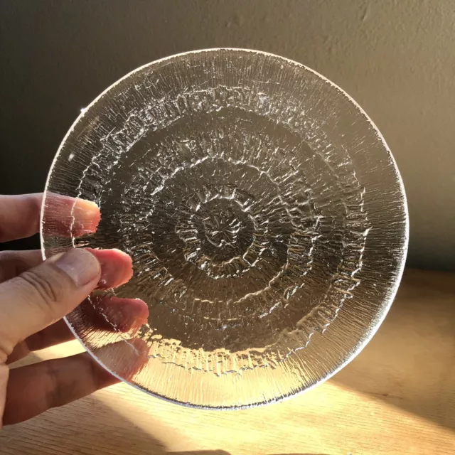 Vintage 1970s ‘Iittala’ Finland, Solaris, textured, clear glass side plate.