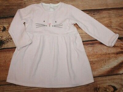 Next Baby Girl Velvet Dress Bunny Pink 12-18 Months 80% Cotton