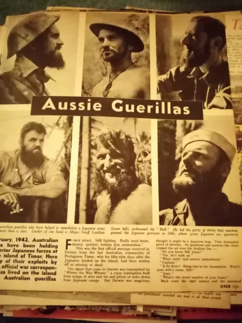 B5d  Ephemera 1943 Ww2 folded article Australian commandos Geoff laidlaw