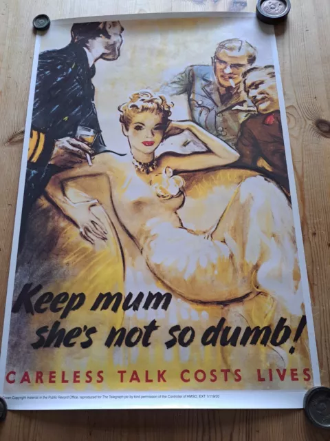 Vintage Poster Keep Mum She's Not So Dumb No Sellotape Mark's Good Condition