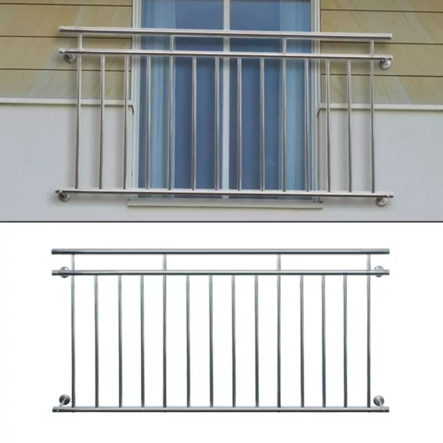 Französischer Balkon Fenstergitter Geländer Edelstahl Stabgeländer 156 x 90 cm