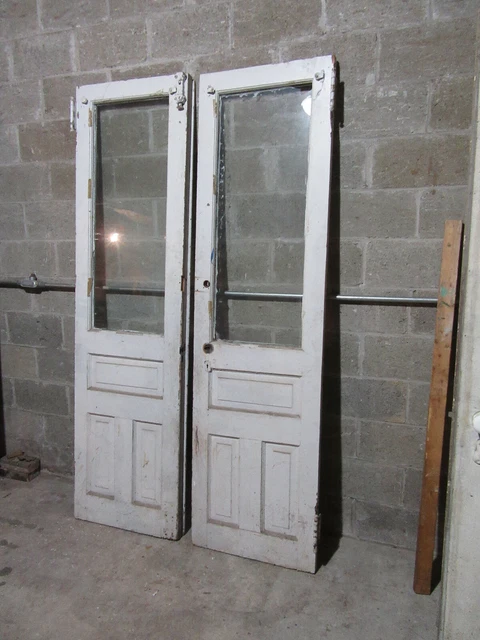 ~ ANTIQUE DOUBLE ENTRANCE FRENCH DOORS ~ 47.25 x 85.25 ~ ARCHITECTURAL SALVAGE 9