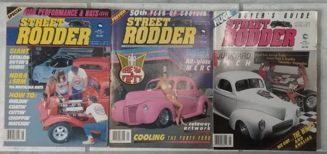 Street Rodder Magazines (3) Vintage Aug 1990, Sept 1990 and Aug 1989