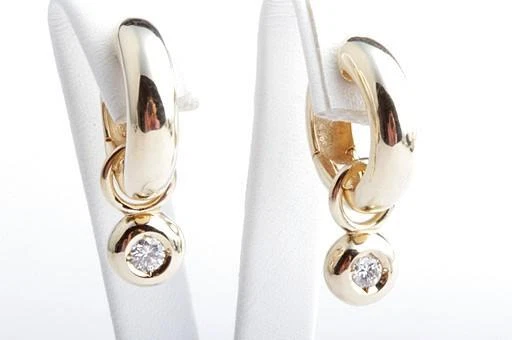 Ohrringe Charm Anhänger 0,30ct Brillant Diamant 585 14K Gelb Gold