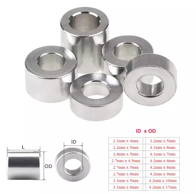 M2 M3 M4 Aluminum Alloy Bushing Gasket Round Sleeve Unthreaded Spacers Standoff
