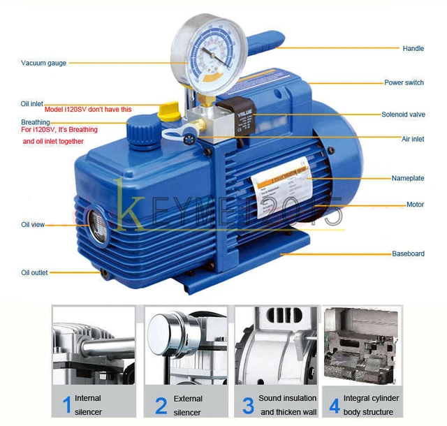 Rotary Vane Vacuum Pump 1 Stage For Air Conditioning Refrigerator V-i140SV 2PA