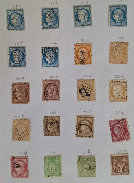 RARE 1870s- France lot of Ceres & Allegory postage stamps Used