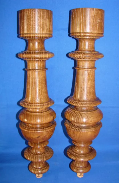 Pair Columns Recovery Architectural Carved oak Wood - Poles / Pedestals - N°1