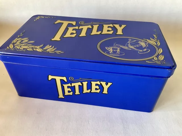 Vintage Retro Tetley Lyon's Teebeutel blau & gold Sammlerstück Dose Caddy, groß