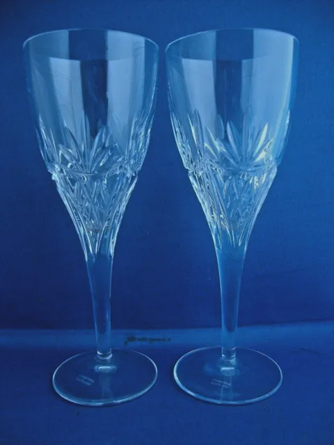2 x Edinburgh Crystal Ayr Cut Pattern Wine Glasses - Signed (1)