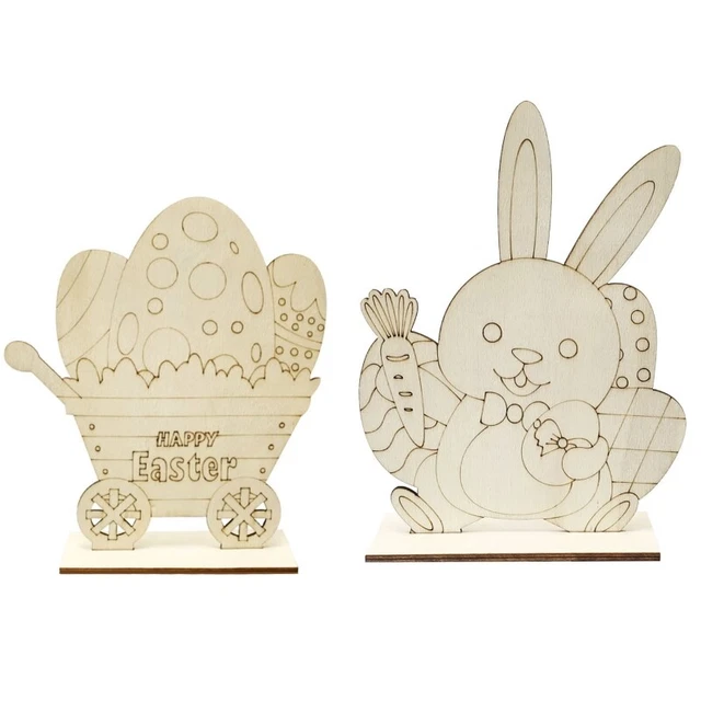 Unfinished Wooden Rabbit Cutout to Paint DIY Easter Ornaments for Kids Adult
