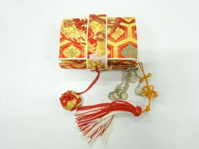 6079716: Japanese Kimono / Antique Hakoseko / Woven Kikko & Flower