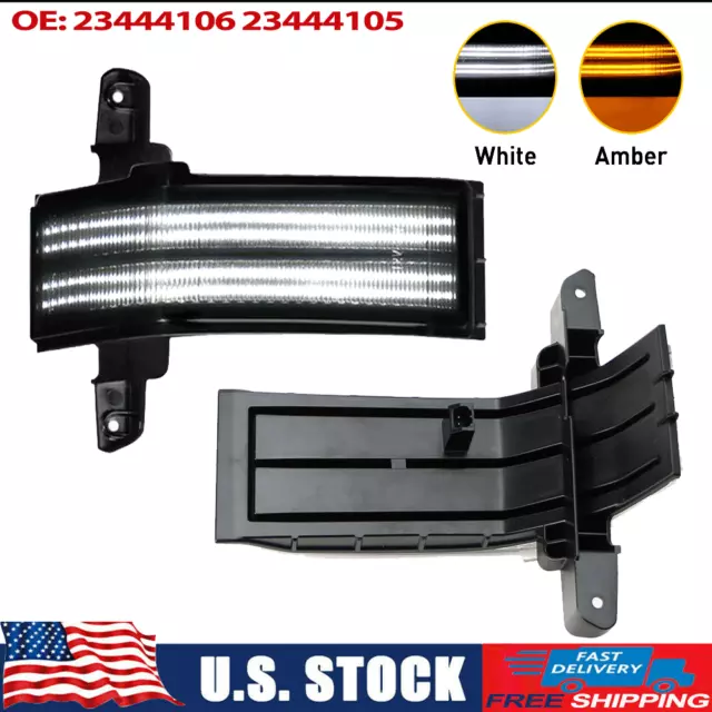 2X LED Switchback White/Amber Side Mirror Lights for  Chevy Silverado GMC Sierra