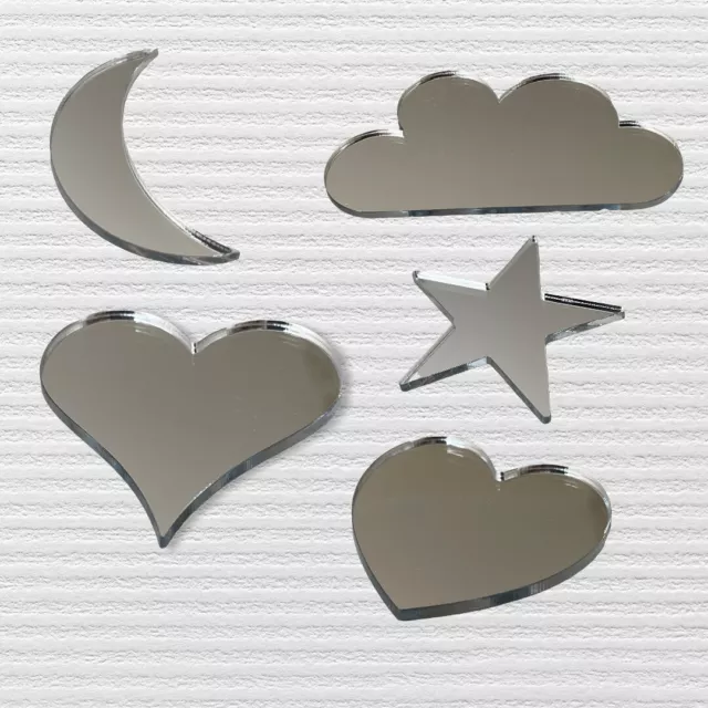 Acrylic Shapes Mirror Kids Bedroom Reflective Shiny Star Cloud Moon Heart